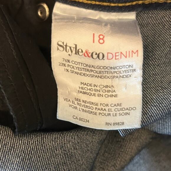 Style & Co Women Jeans 18 Blue Boot Leg Dark Wash Cowgirl Western Denim Comfy - Picture 8 of 11